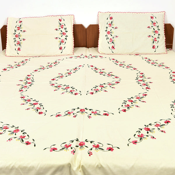 Chikonwala's Hand Embroidered Floral Design Bedsheet