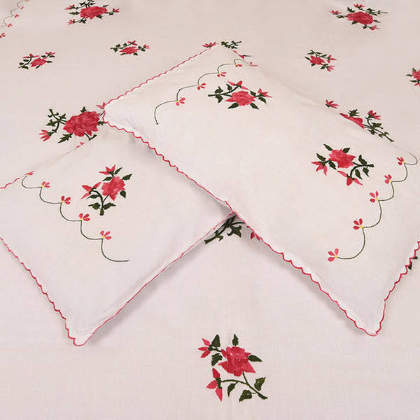 Chikonwala's hand Embroidered Floral Design Bedsheet