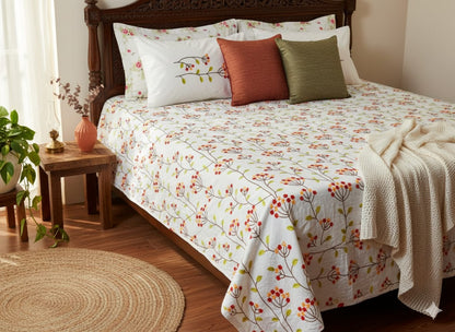 Chikonwala's Machine Embroidered Floral Design Bedsheet