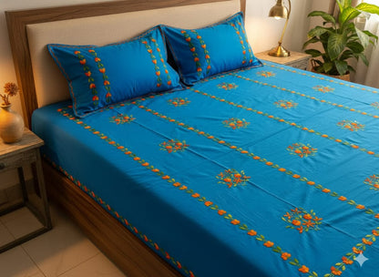 Chikonwala's Hand Embroidered Floral Design Bedsheet