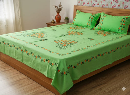 Chikonwala's Hand Embroidered Floral Design Bedsheet