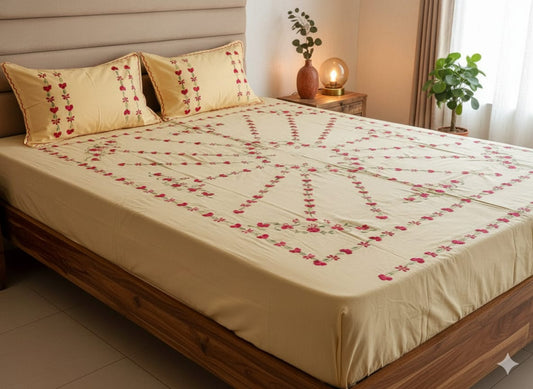 Chikonwala's Hand Embroidered Floral Design Bedsheet