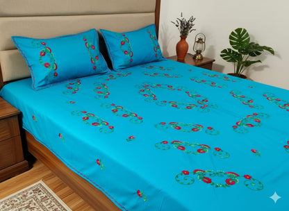 Chikonwala's Hand Embroidered Floral Design Bedsheet