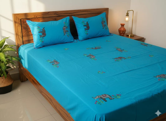 Chikonwala's Hand Embroidered Floral Design Bedsheet