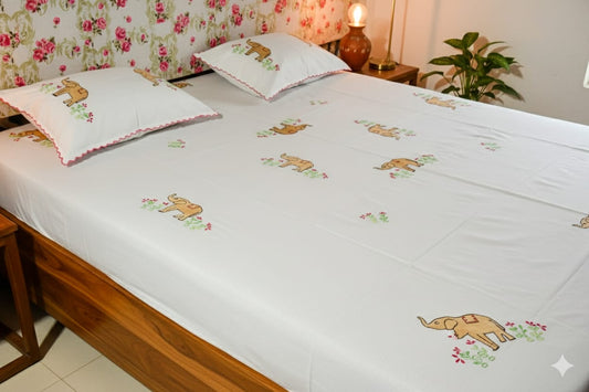 Chikonwala's Hand Embroidered Floral Design Bedsheet