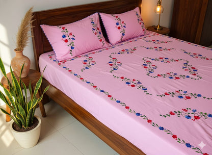 Chikonwala's Hand Embroidered Floral Design Bedsheet