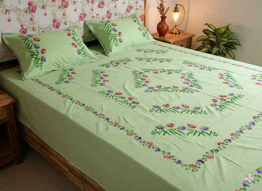 Chikonwala's Hand Embroidered Floral Design Bedsheet