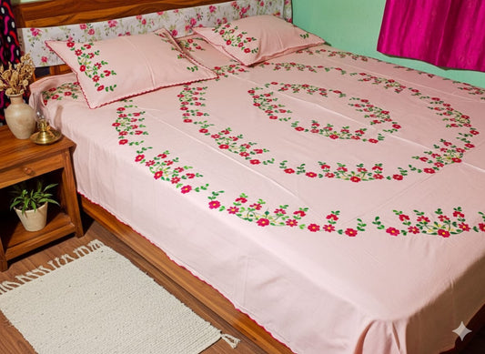Chikonwala's Hand Embroidered Floral Design Bedsheet
