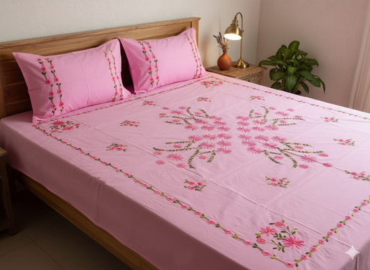 Chikonwala's Hand Embroidered Floral Design Bedsheet