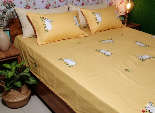 Chikonwala's Hand Embroidered Floral Design Bedsheet