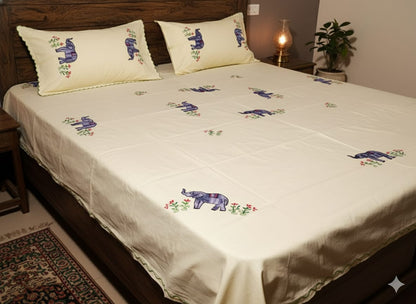 Chikonwala's Hand Embroidered Floral Design Bedsheet