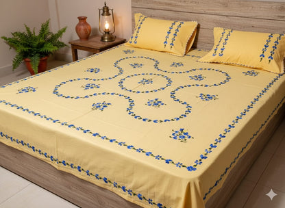 Chikonwala's Hand Embroidered Floral Design Bedsheet