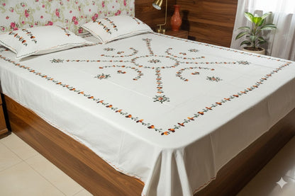Chikonwala's Hand Embroidered Floral Design Bedsheet