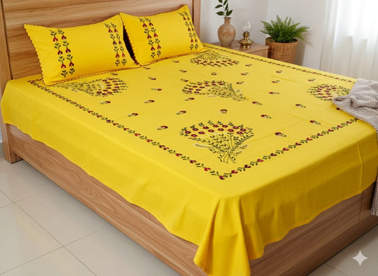 Chikonwala's Hand Embroidered Cotton Bedsheet
