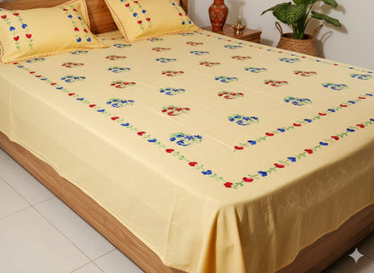 Chikonwala's Hand Embroidered Floral Design Bedsheet