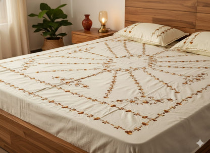 Chikonwala's Hand Embroidered Floral Design Bedsheet