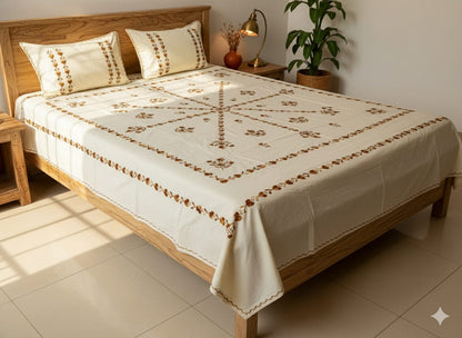 Chikonwala's Hand Embroidered Floral Design Bedsheet