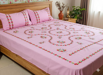 Chikonwala's Hand Embroidered Floral Design Bedsheet