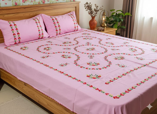 Chikonwala's Hand Embroidered Floral Design Bedsheet