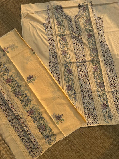Chikonwala's Exclusive Hand Embroidered Bidding Kantha Dress Material
