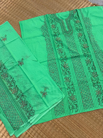 Chikonwala's Exclusive Hand Embroidered Bidding Kantha Dress Material