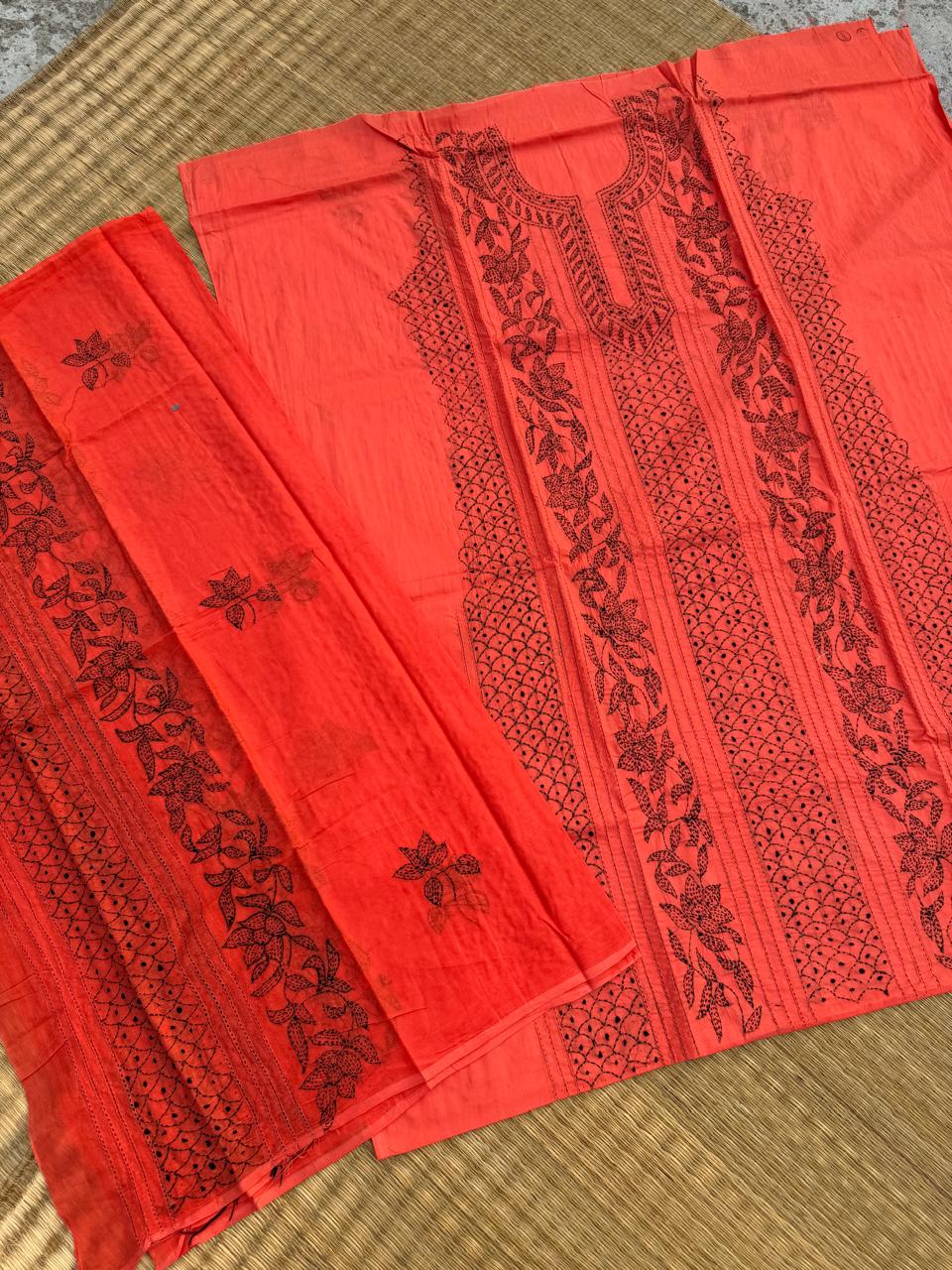 Chikonwala's Exclusive Hand Embroidered Bidding Kantha Dress Material