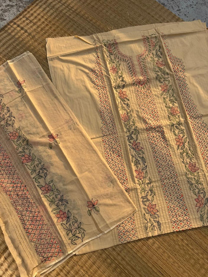 Chikonwala's Exclusive Hand Embroidered Bidding Kantha Dress Material