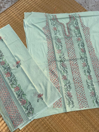 Chikonwala's Exclusive Hand Embroidered Bidding Kantha Dress Material