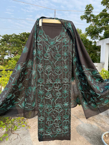 Chikonwala's Exclusive Hand Embroidered Bidding Kantha Dress Material