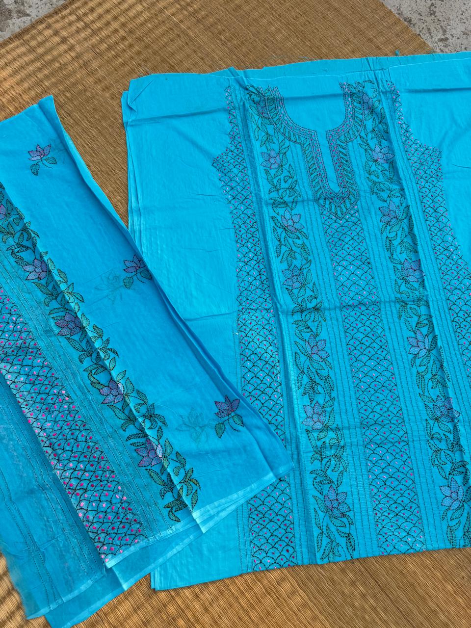 Chikonwala's Exclusive Hand Embroidered Bidding Kantha Dress Material