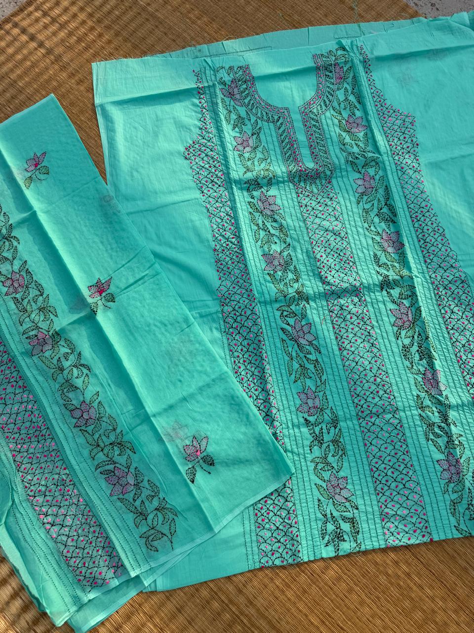 Chikonwala's Exclusive Hand Embroidered Bidding Kantha Dress Material