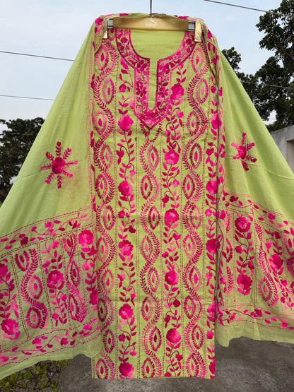 Chikonwala's Exclusive Hand Embroidered Fulkari Dress