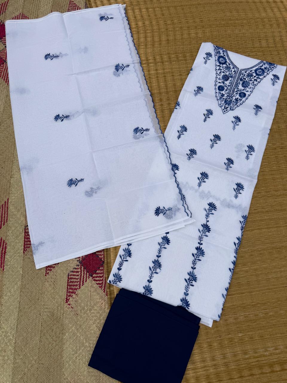 Chikonwala's Exclusive Hand Embroidered Organdy Cotton Dress Material