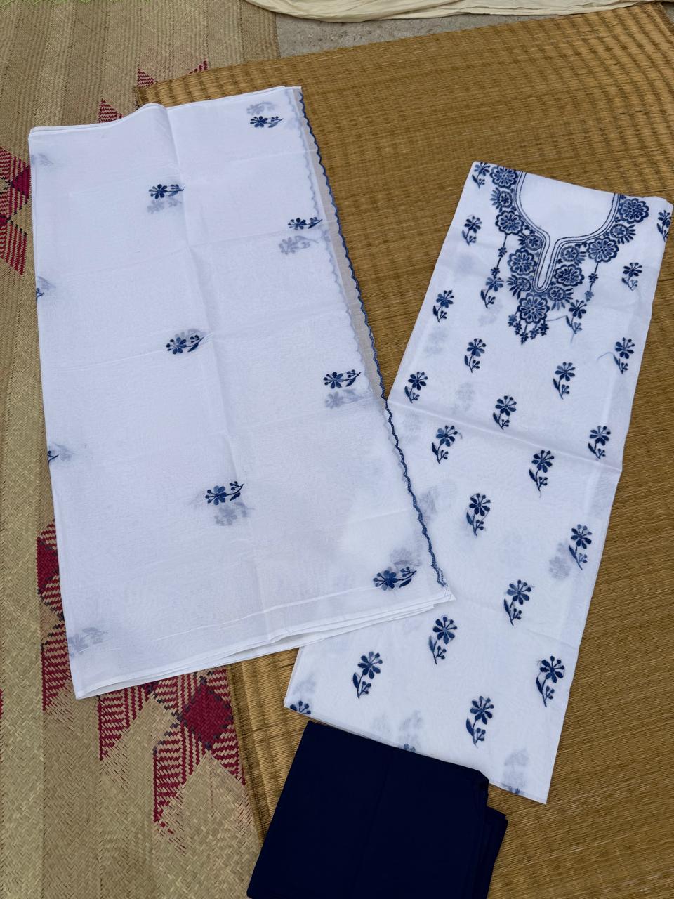 Chikonwala's Exclusive Hand Embroidered Organdy Cotton Dress Material