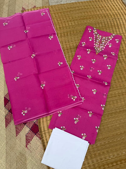 Chikonwala's Exclusive Hand Embroidered Organdy Cotton Dress Material