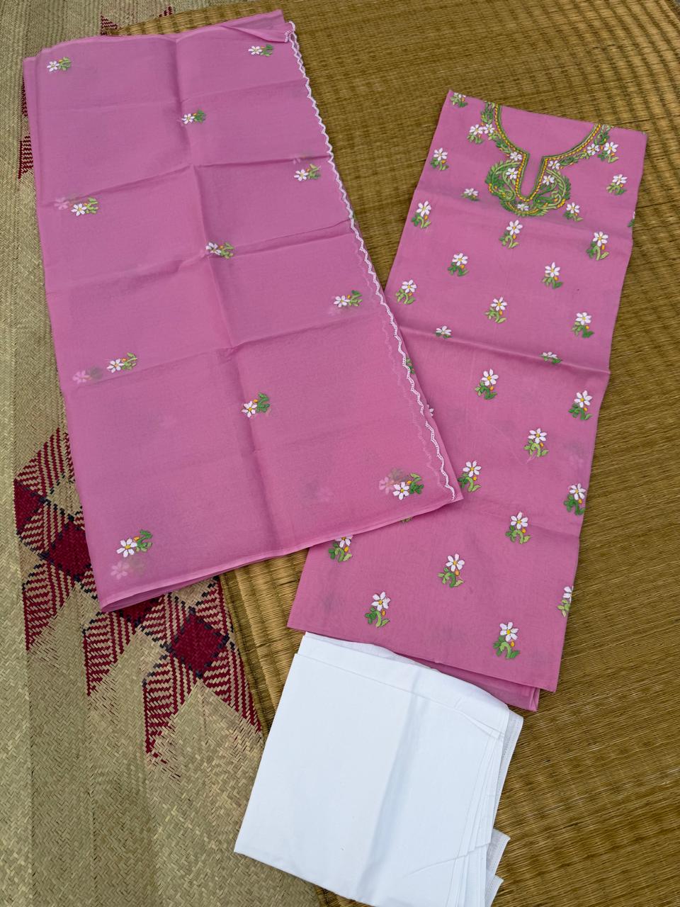 Chikonwala's Exclusive Hand Embroidered Organdy Cotton Dress Material