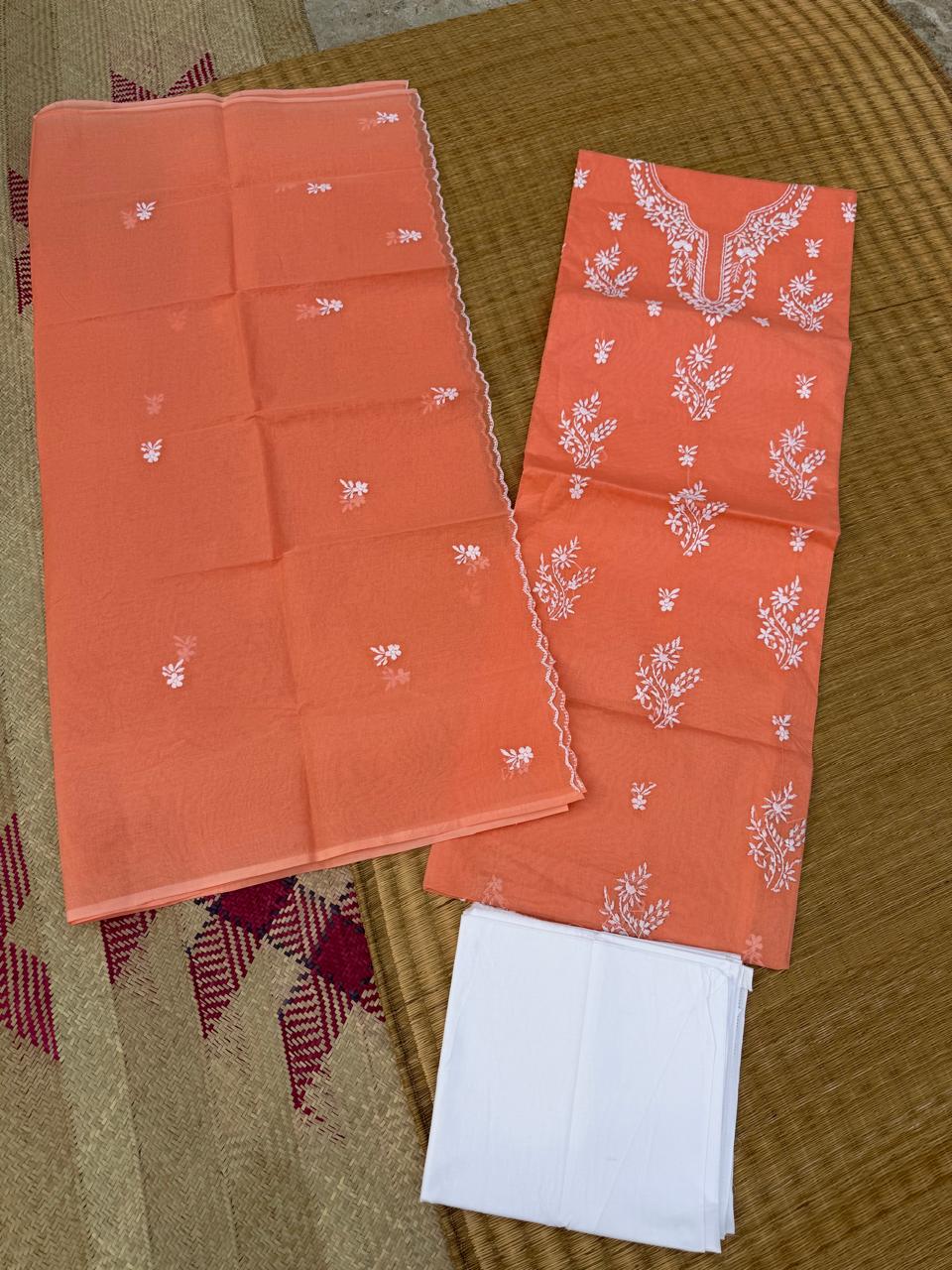 Chikonwala's Exclusive Hand Embroidered Organdy Cotton Dress Material