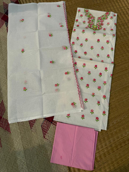 Chikonwala's Exclusive Hand Embroidered Organdy Cotton Dress Material