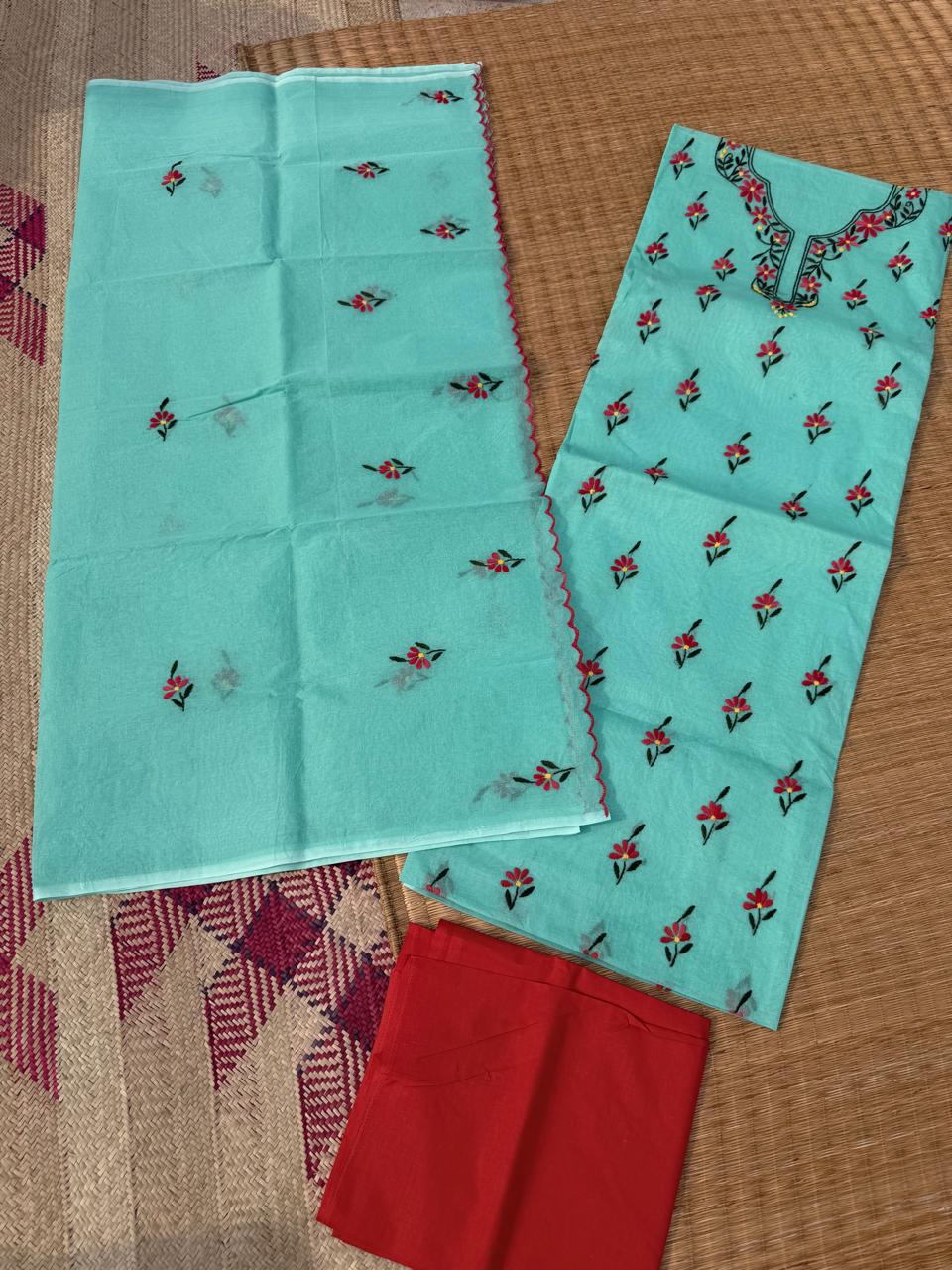 Chikonwala's Exclusive Hand Embroidered Organdy Cotton Dress Material