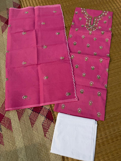 Chikonwala's Exclusive Hand Embroidered Organdy Cotton Dress Material