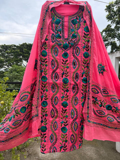 Chikonwala's Exclusive Hand Embroidered Fulkari Dress