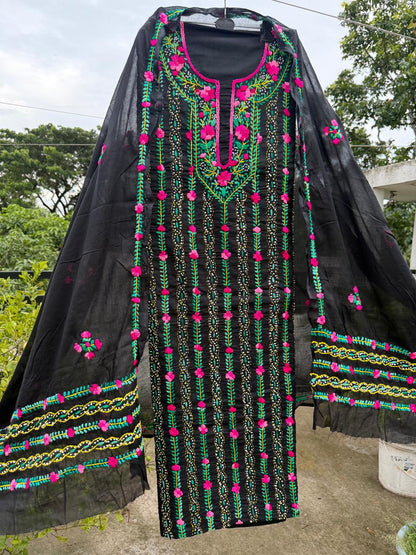 Chikonwala's Exclusive Hand Embroidered Fulkari Dress
