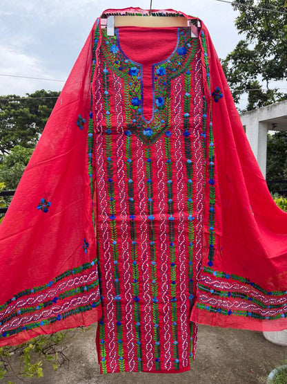 Chikonwala's Exclusive Hand Embroidered Fulkari Dress