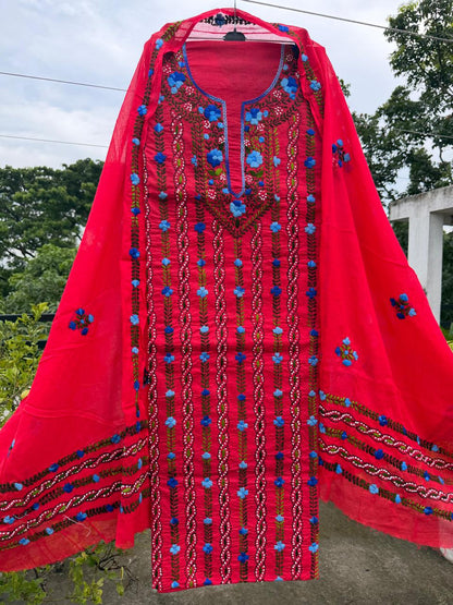 Chikonwala's Exclusive Hand Embroidered Fulkari Dress