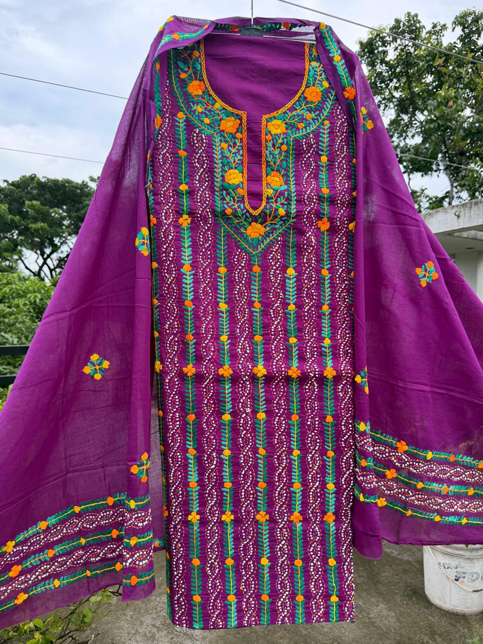 Chikonwala's Exclusive Hand Embroidered Fulkari Dress