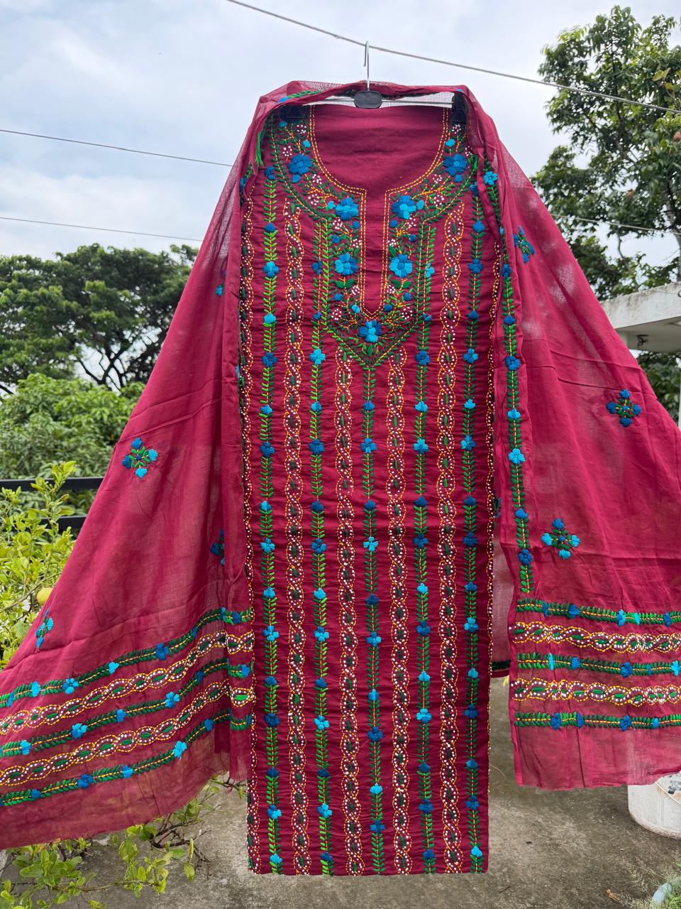 Chikonwala's Exclusive Hand Embroidered Fulkari Dress
