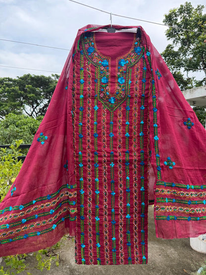 Chikonwala's Exclusive Hand Embroidered Fulkari Dress
