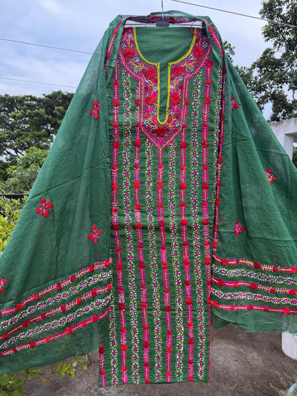 Chikonwala's Exclusive Hand Embroidered Fulkari Dress
