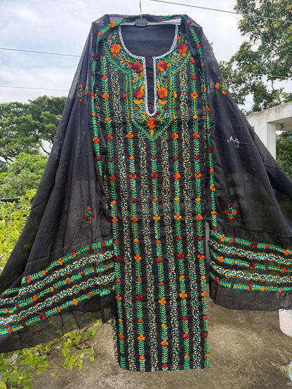 Chikonwala's Exclusive Hand Embroidered Fulkari Dress