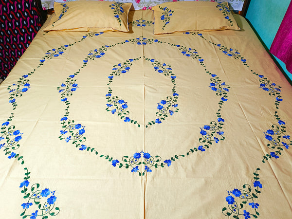 Chikonwala's Hand Embroidered Floral Design Bedsheet